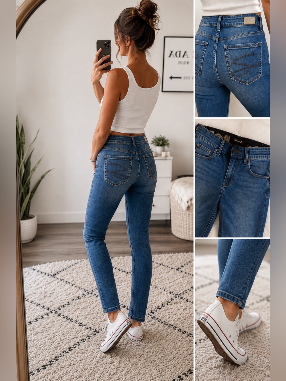 Seven7 | Skinny Jeans | Size 8 | Mid Rise Stretch | Distressed